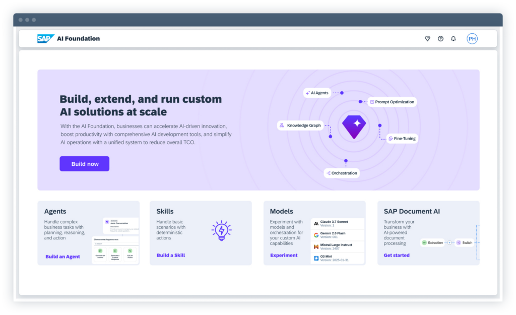 Screen von SAP AI Foundation
